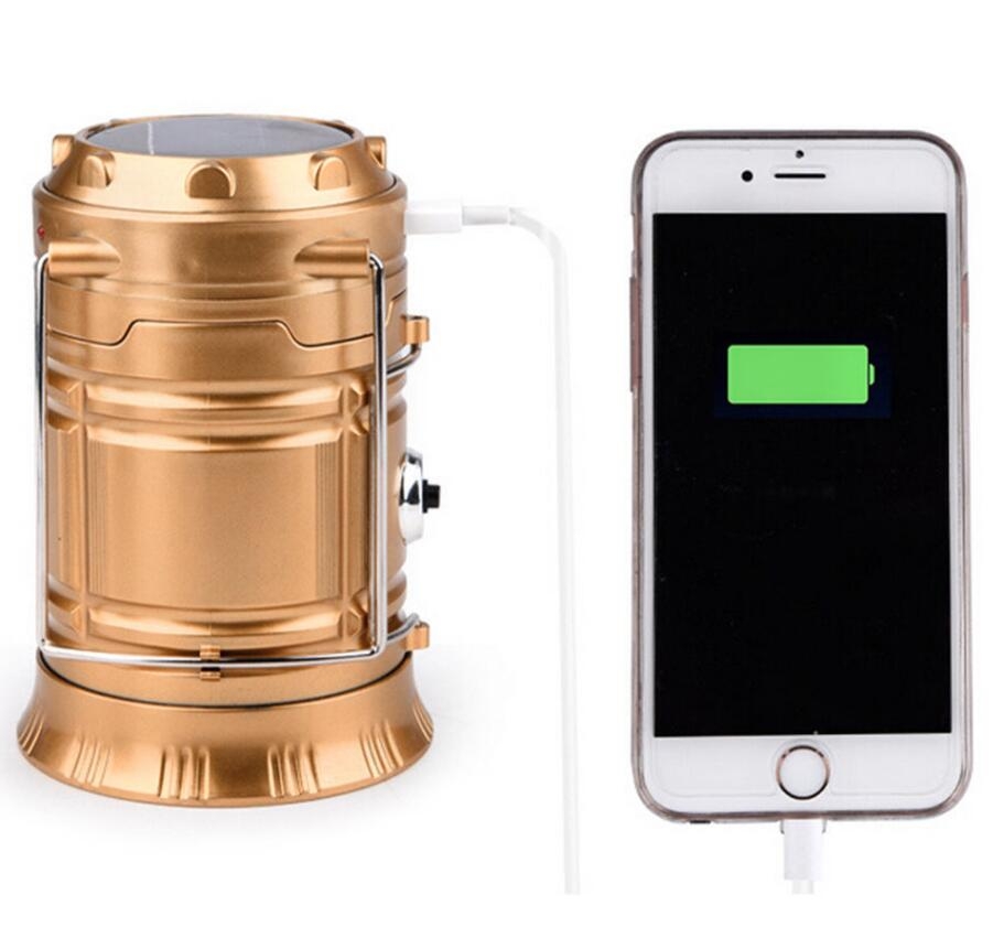 LED USB Solar Rechargeable Lantern Outdoor Camping Hiking Lamp Light