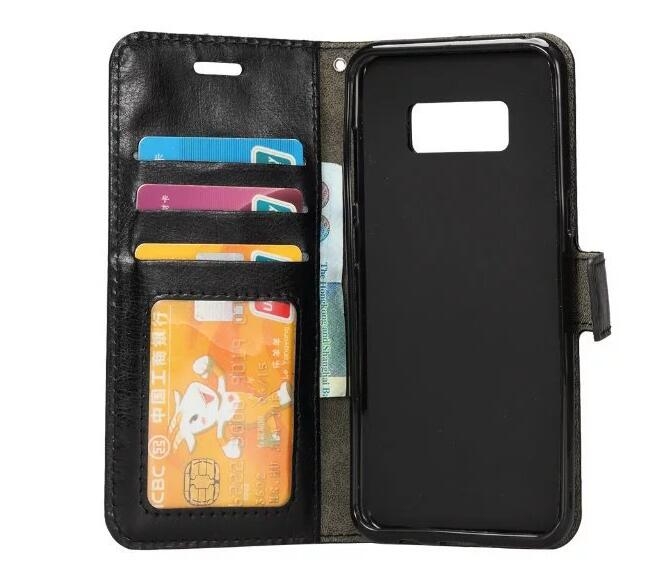 Galaxy S8 Vintage Fine Leather Wallet Case - Black