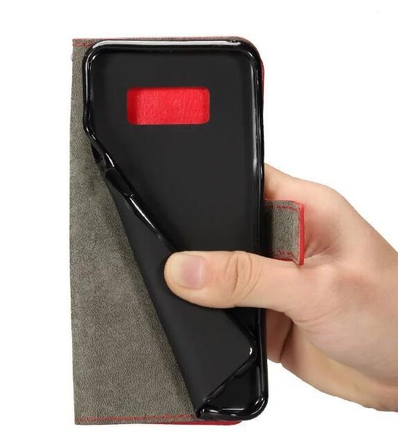 Galaxy S8 Vintage Fine Leather Wallet Case - Black