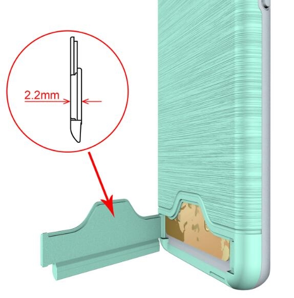 Galaxy S8 plus impact proof hybrid case card clip Brushed Metal Texture