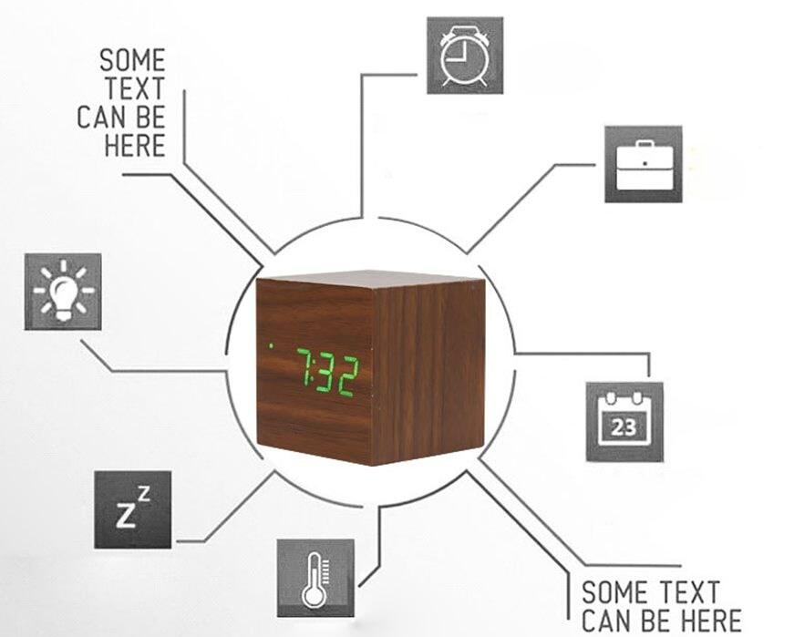 Wooden Wood Digital LED Alarm Clock