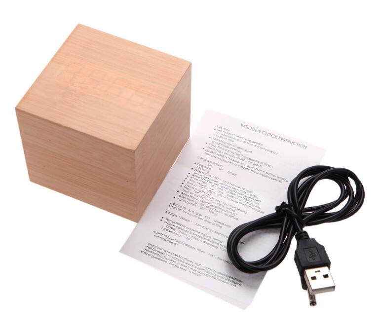 Wooden Wood Digital LED Alarm Clock