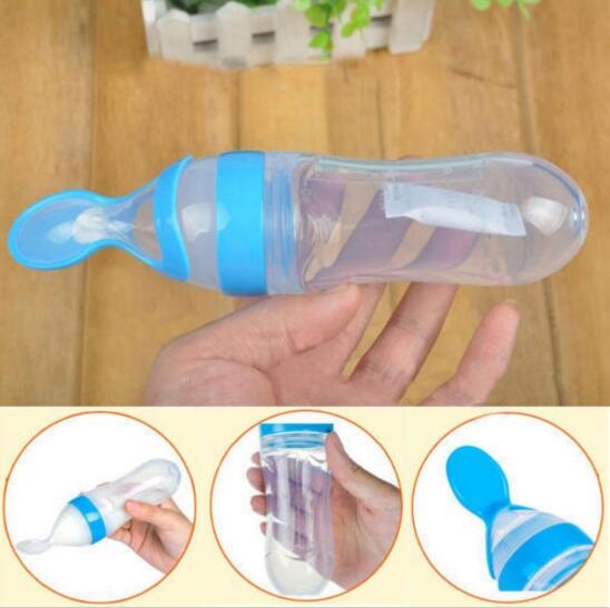 Silicone Baby Food Bottle With Spoon