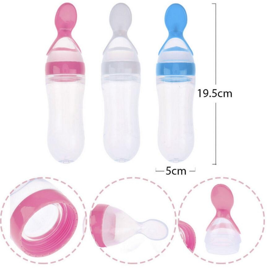 Silicone Baby Food Bottle With Spoon