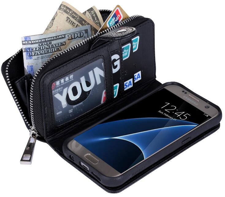 Huawei P8 Lite Detachable Full Wallet Leather Case - Purple