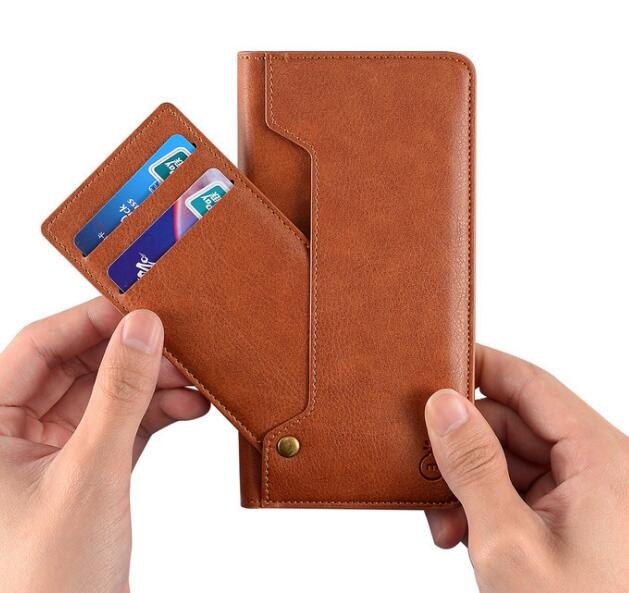 Galaxy S8 Slim Leather Wallet Case 6 Cards 2 Id Magnet - Brown