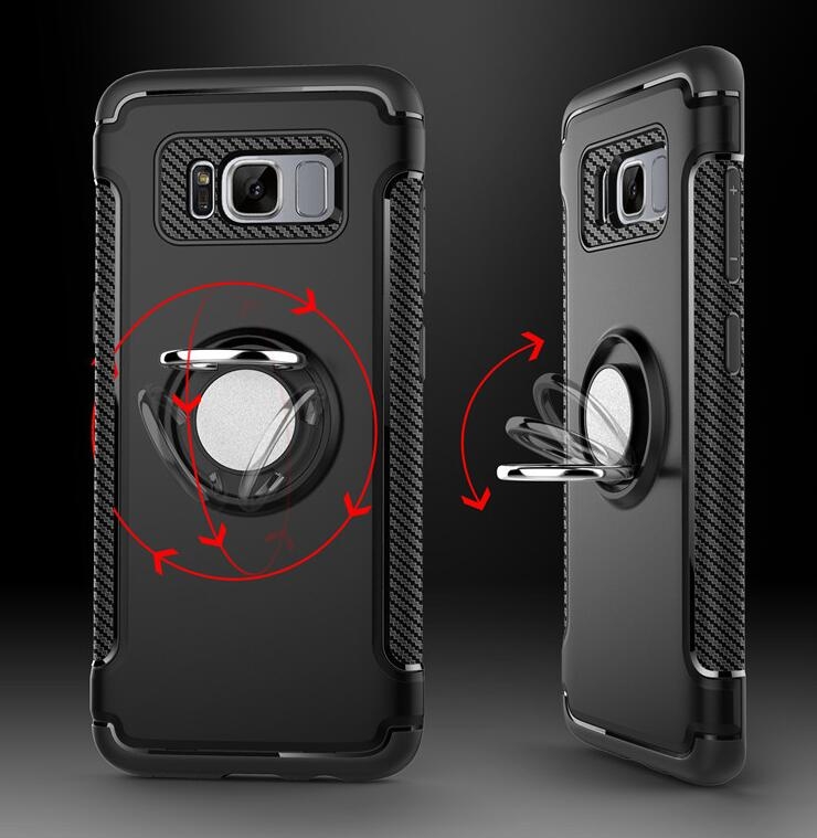 Galaxy S8 Case Heavy Duty Ring Rotate Kickstand Case Cover