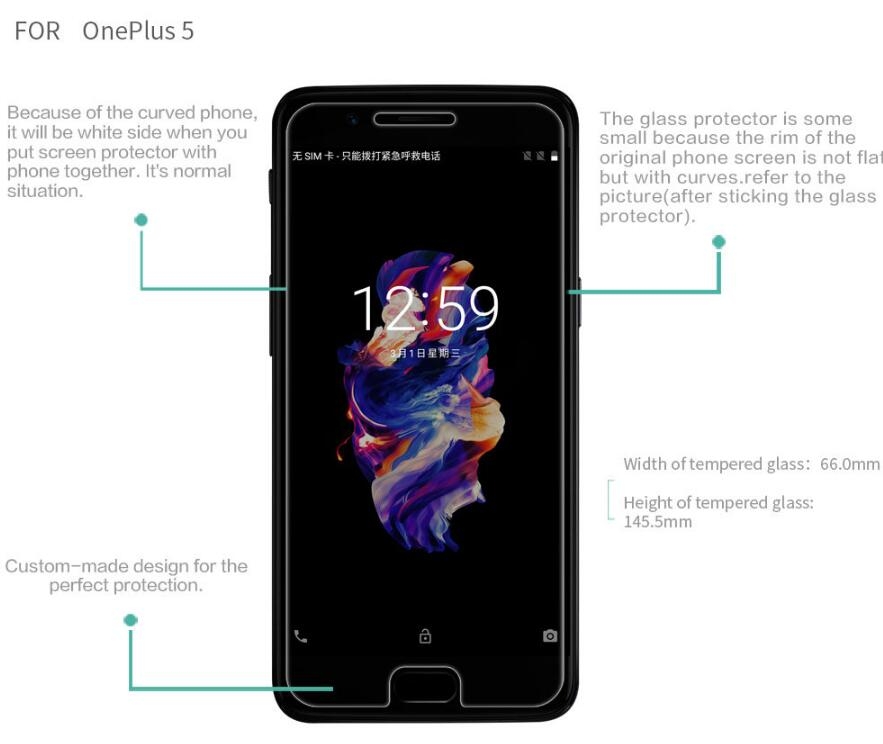 OnePlus 5 Tempered Glass Screen Protector Film