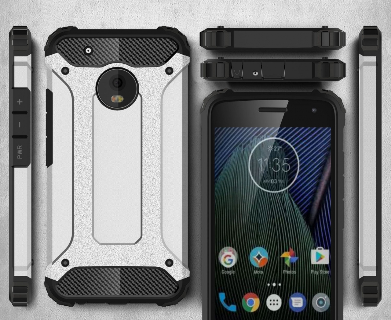 MOTO G5 Case Armor Rugged Holster Case