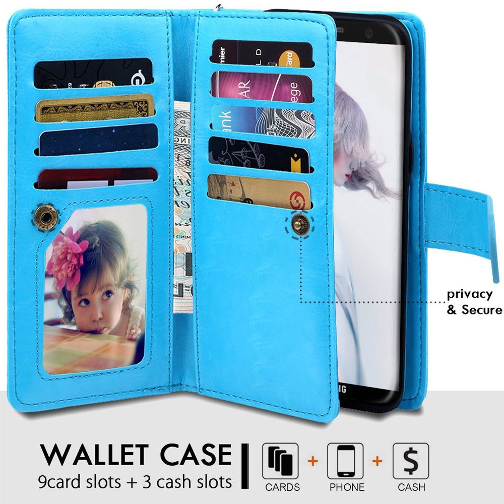 Galaxy S8 PLUS Case double wallet detachable case