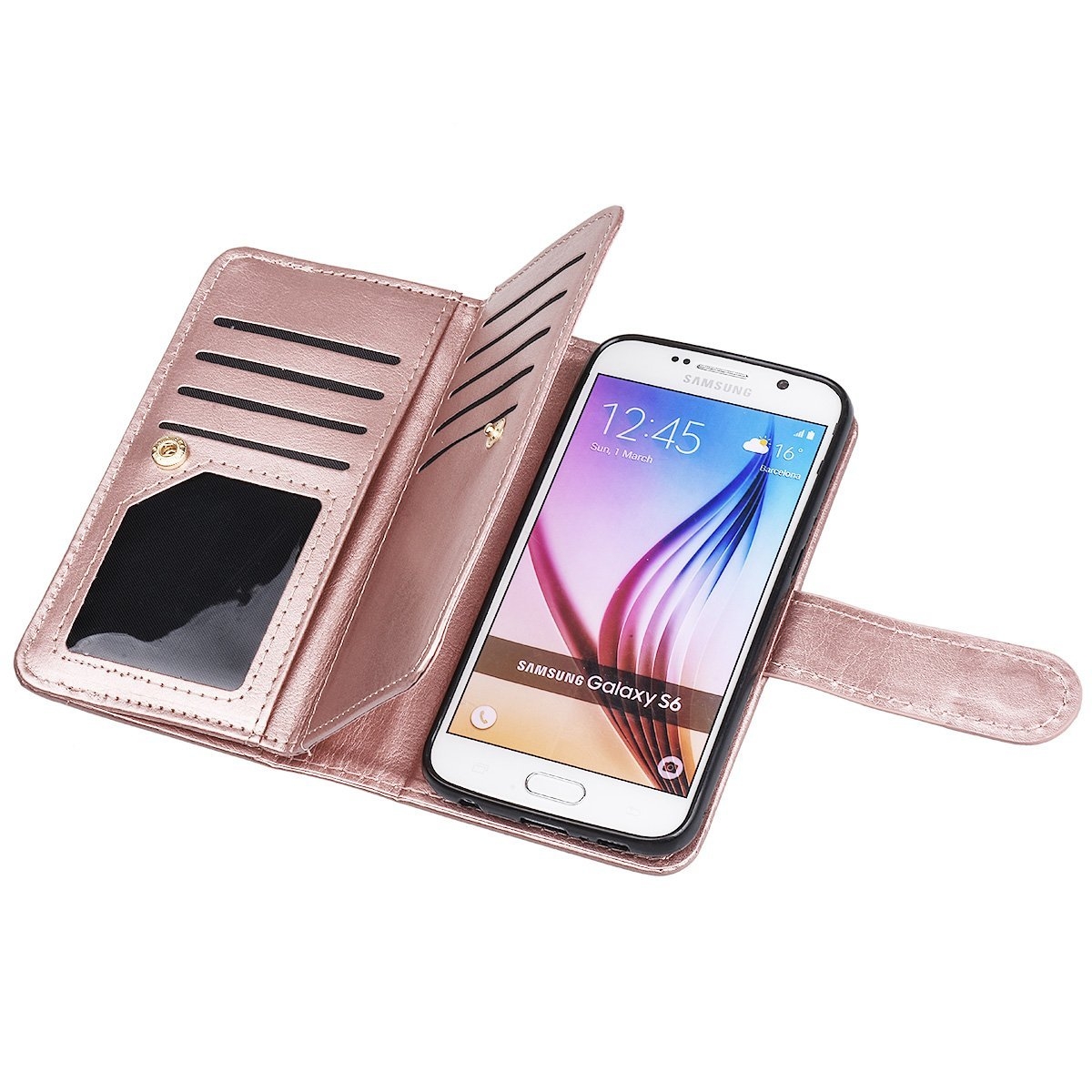 Galaxy S6 double wallet leather case detachable Galaxy S6 double wallet leather case detachable