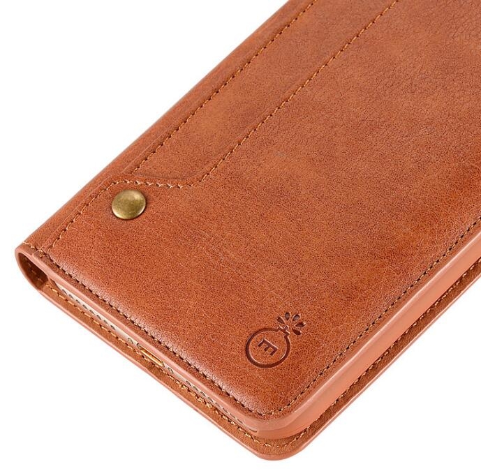 Oneplus 5 Case Slim Leather Wallet Case 6 Cards 2 Id Magnet - Brown