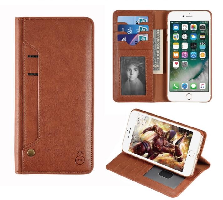 Vodafone E8 Case Slim Leather Wallet Case 6 Cards 2 Id Magnet - Brown