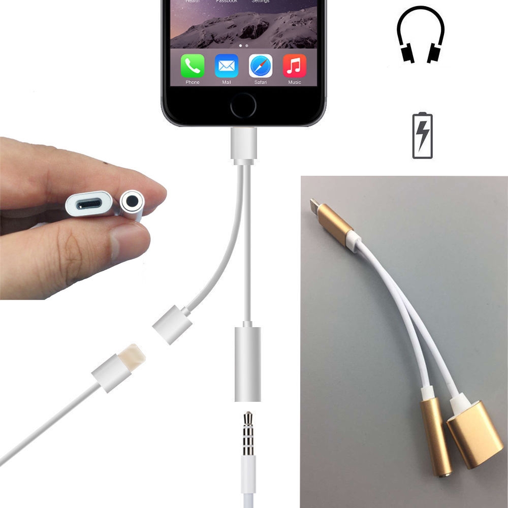 2in1 Lightning to 3.5mm Audio AUX Cable USB Charger For iPhone