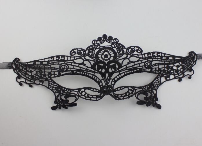BLACK MACHINE TATTED LACE SECRET MASK MASQUERADE VEIL-PARTY COSTUME