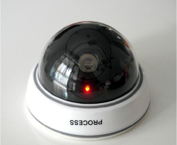 Dummy Fake Surveillance CCTV Security Dome Camera With Flashing Red LED Light