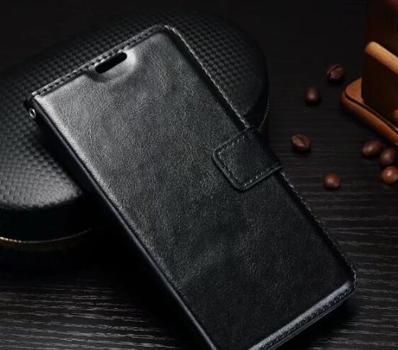 Galaxy J3 Pro 2017  Vintage Fine Leather Wallet Case - Black