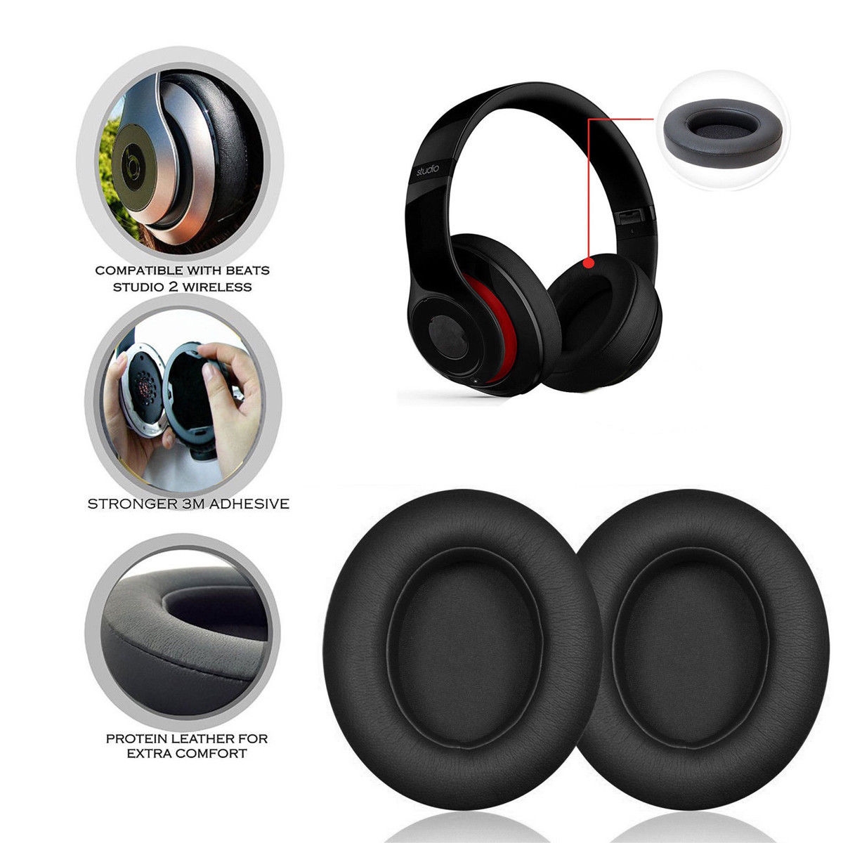 Replacement Ear Pad Soft Foam Cushion Black/White for Beats Studio 2.0 Headset Replacement Ear Pad Soft Foam Cushion Black/White for Beats Studio 2.0 Headset