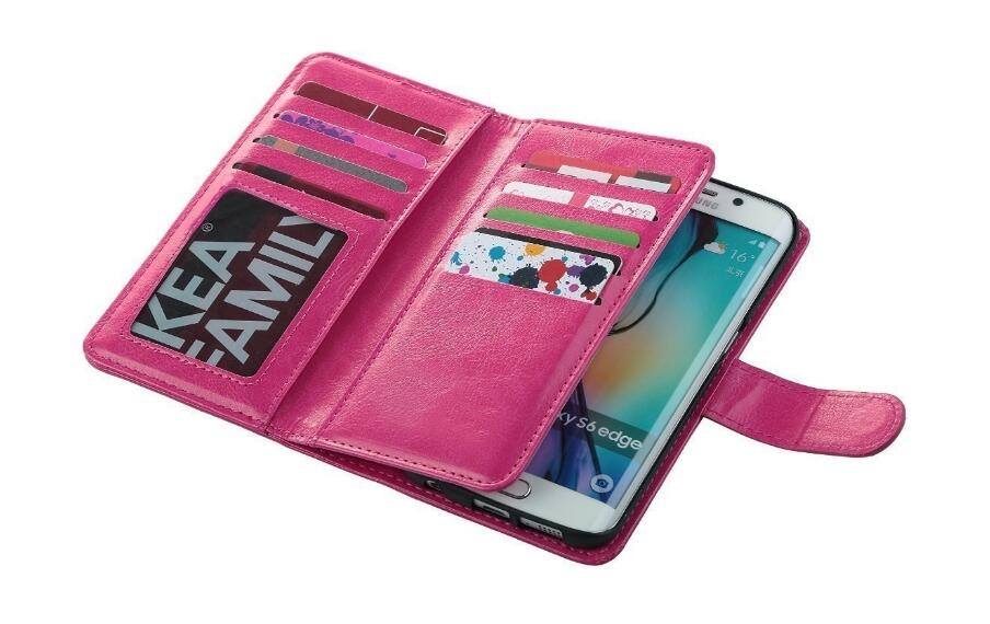 Sony Xperia Xa1 Double Wallet Leather Case 9 Card Slots - Hot Pink