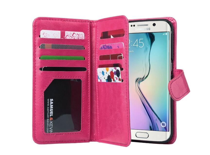 Sony Xperia Xa1 Double Wallet Leather Case 9 Card Slots - Hot Pink