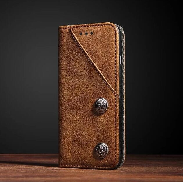 iPhone X case ultra slim retro leather wallet case 2 cards magnet