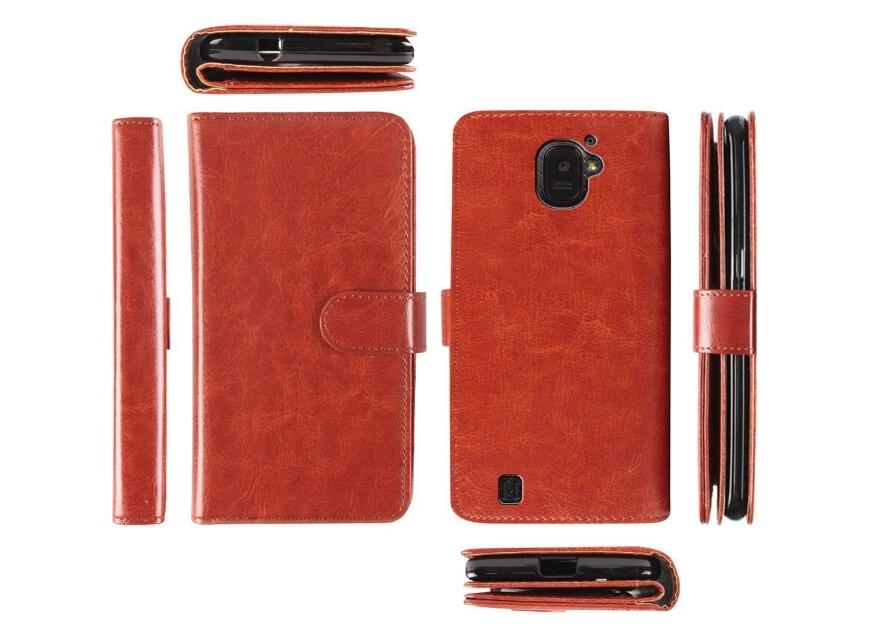 Alcatel Pixi 4 (6) Case Double Wallet Leather Case 9 Card Slots - Brown