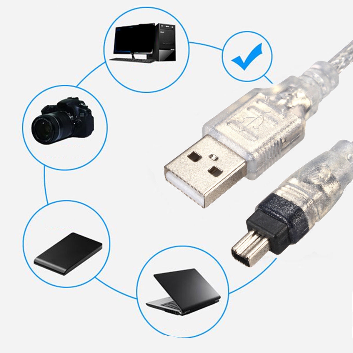USB 2.0 Male to 4 Pin IEEE 1394 Cable FireWire Lead Adapter Converter 1.5M/5FT USB 2.0 Male to 4 Pin IEEE 1394 Cable FireWire Lead Adapter Converter 1.5M/5FT