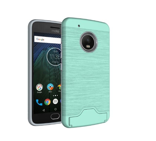 MOTO G5 Plus case impact proof hybrid case card clip Brushed Metal Texture