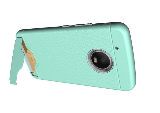 MOTO G5 Plus case impact proof hybrid case card clip Brushed Metal Texture