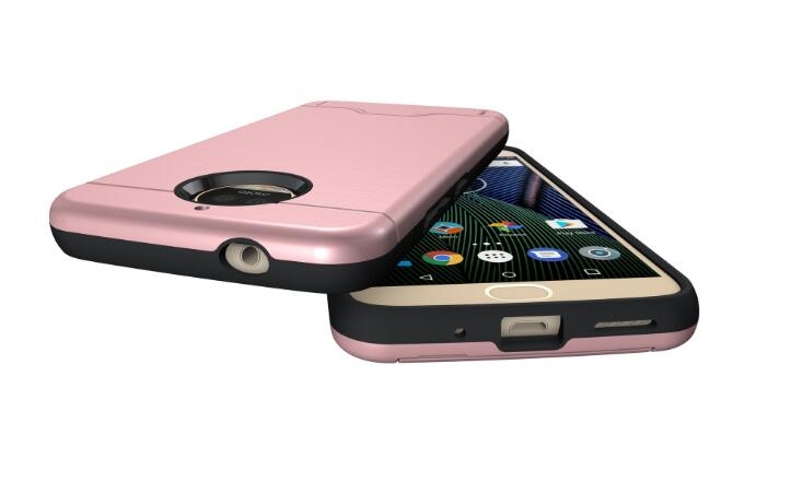 Moto G5S Plus case impact proof hybrid case card clip Brushed Metal Texture Moto G5S Plus case impact proof hybrid case card clip Brushed Metal Texture