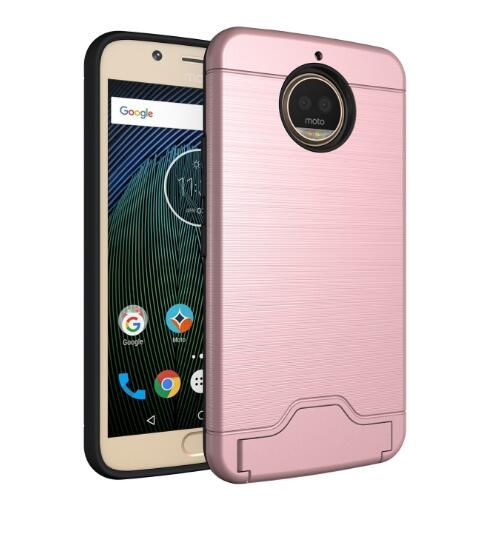 Moto G5S Plus case impact proof hybrid case card clip Brushed Metal Texture Moto G5S Plus case impact proof hybrid case card clip Brushed Metal Texture