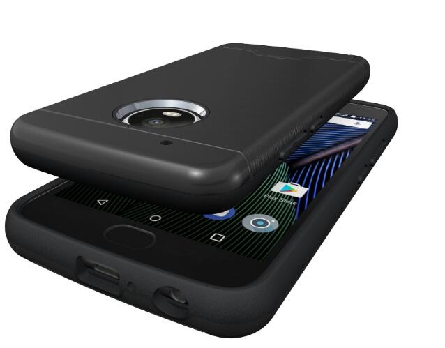 Moto G5S Plus case impact proof hybrid case card clip Brushed Metal Texture
