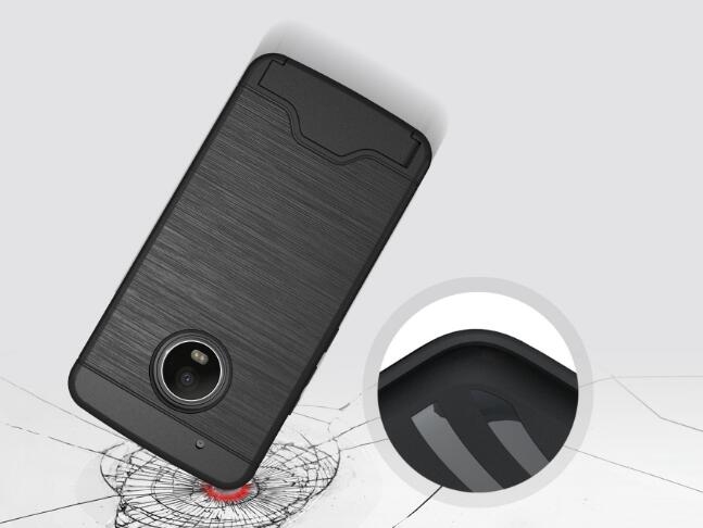 Moto G5S Plus case impact proof hybrid case card clip Brushed Metal Texture