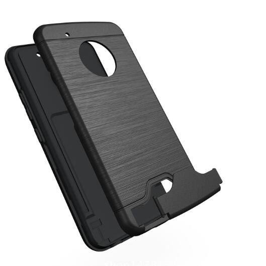 Moto G5S Plus case impact proof hybrid case card clip Brushed Metal Texture