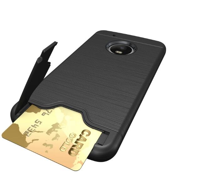 Moto G5S Plus case impact proof hybrid case card clip Brushed Metal Texture