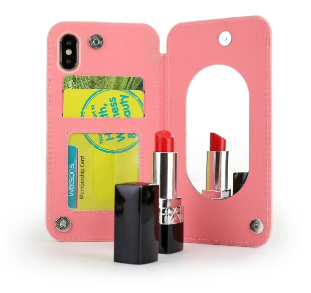 iPhone 7 Plus CASE 2 Cards Slot Wallet Flip Case With Mirror