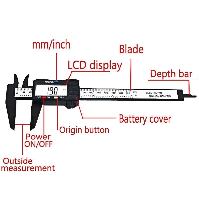 Digital Caliper 150MM LCD Digital Electronic Vernier Caliper