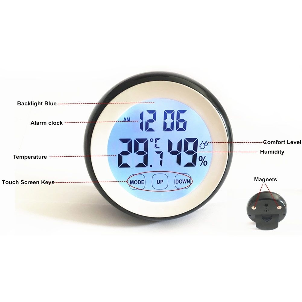 Digital Thermometer Touch Screen Hygrometer Hygrometer Time Temperature Clock