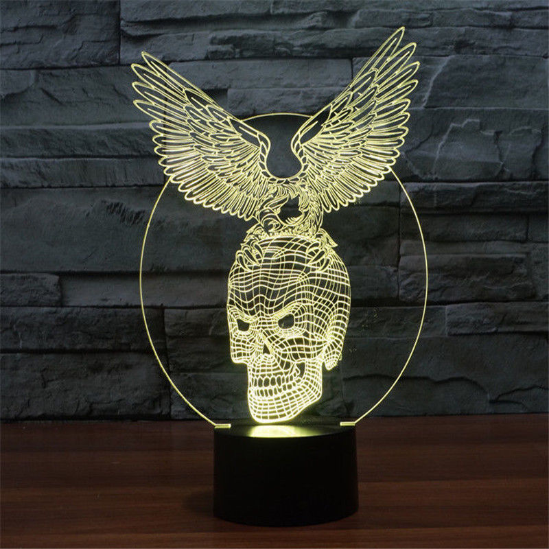 3D Desk Lamp Eagle Skeleton Decor Night LED Light