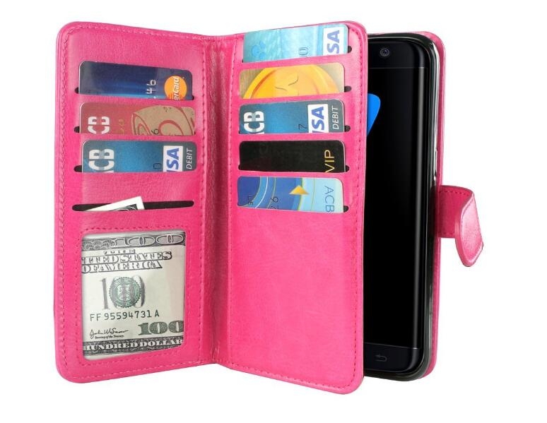 Huawei Nova 2i Case Double Wallet Leather Case 9 Card Slots - Hot Pink