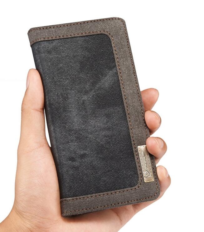 Huawei Nova 2i  Case Contrast Denim Folio Wallet Case Magnetic Closure - Black