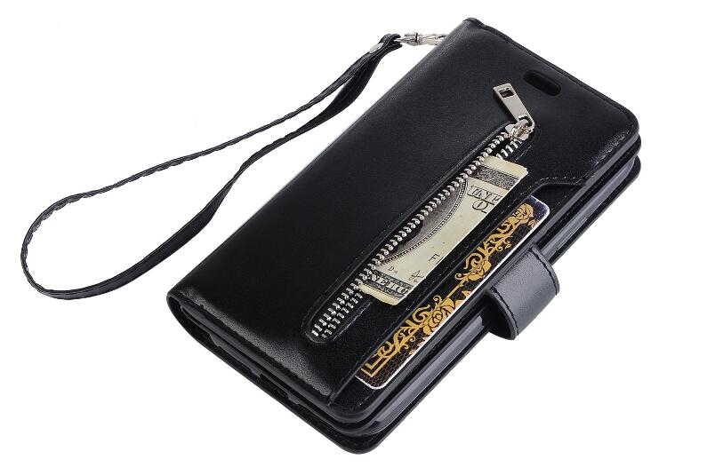 Huawei Nova 2i Case 10 Cards Slots Wallet Leather Case With Zip - Black