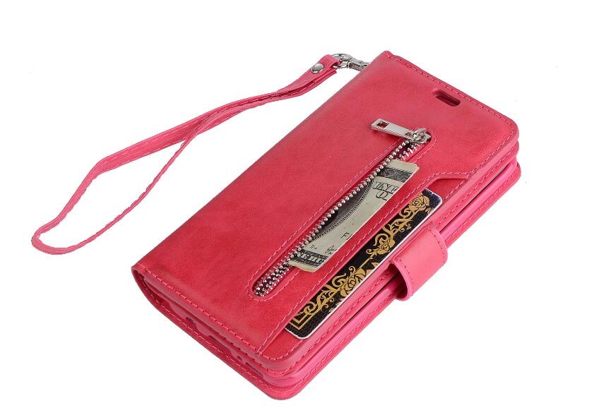 Huawei Nova 2i Case 10 Cards Slots Wallet Leather Case With Zip - Red Huawei Nova 2i Case 10 Cards Slots Wallet Leather Case With Zip - Red
