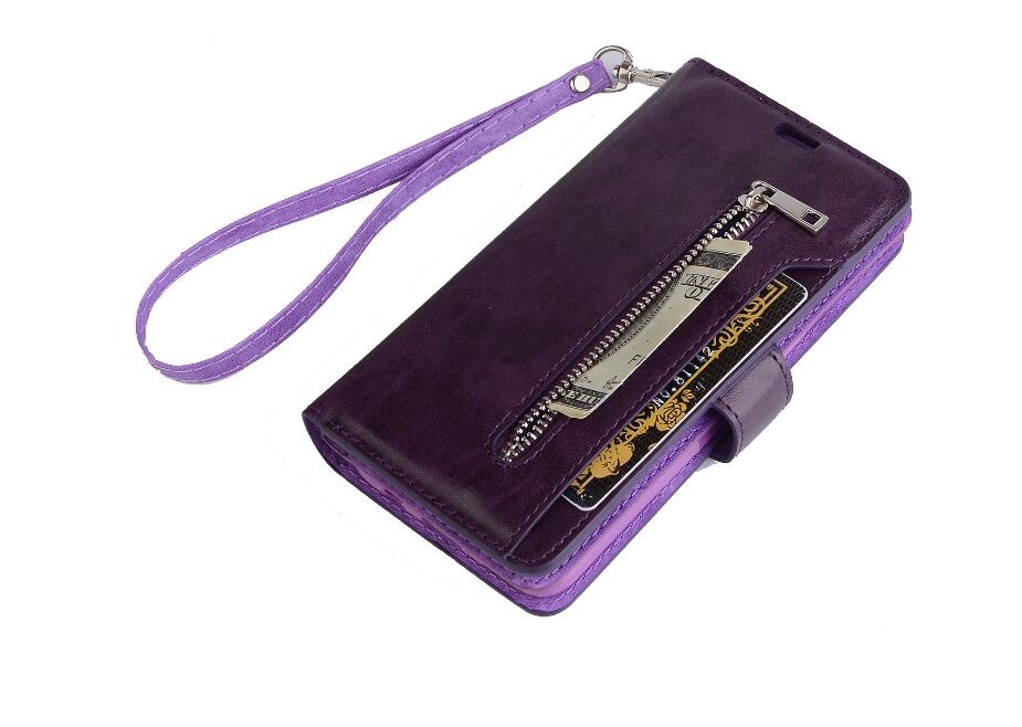Huawei Nova 2i Case 10 Cards Slots Wallet Leather Case With Zip - Purple