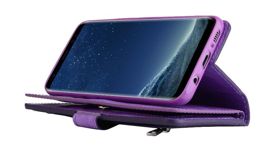 Huawei Nova 2i Case 10 Cards Slots Wallet Leather Case With Zip - Purple