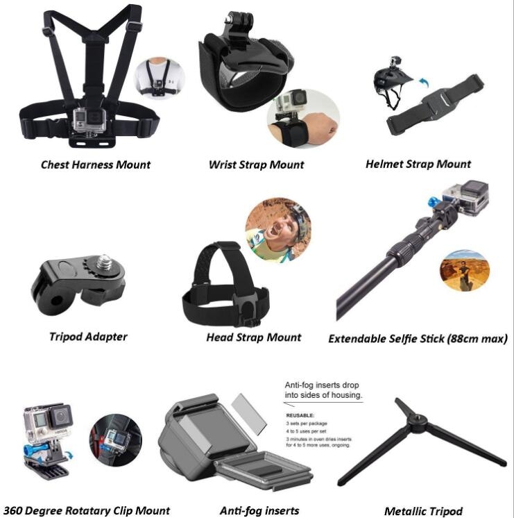 50 in 1 GoPro Mounts Accessories Kit Set + Large Carry case