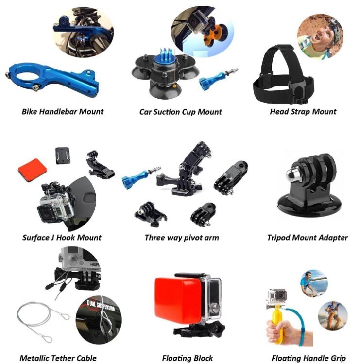 50 in 1 GoPro Mounts Accessories Kit Set + Large Carry case