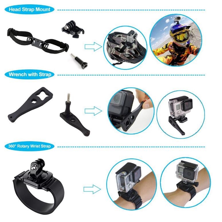 50 in 1 GoPro Mounts Accessories Kit Set + Large Carry case