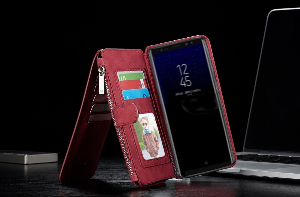 Huawei Nova 2i Case Retro Flannelette Leather Case Multi Cards Zipper - Red Huawei Nova 2i Case Retro Flannelette Leather Case Multi Cards Zipper - Red