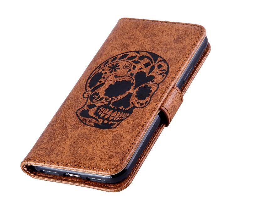 Huawei Nova 2i case skull vintage leather wallet case